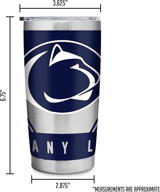 Rico Industries NCAA 20oz Stainless Steel Tumbler with Lid - Great For Coffee, Tea, Water or Cocktails