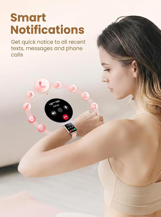 SKG Smart Watch for Women, Fitness Tracker with 5ATM Swimming Waterproof, Sleep Monitor, 1.7'' Touch Screen Smartwatch Fitness Watch for Android-iPhone iOS,V7 Pink