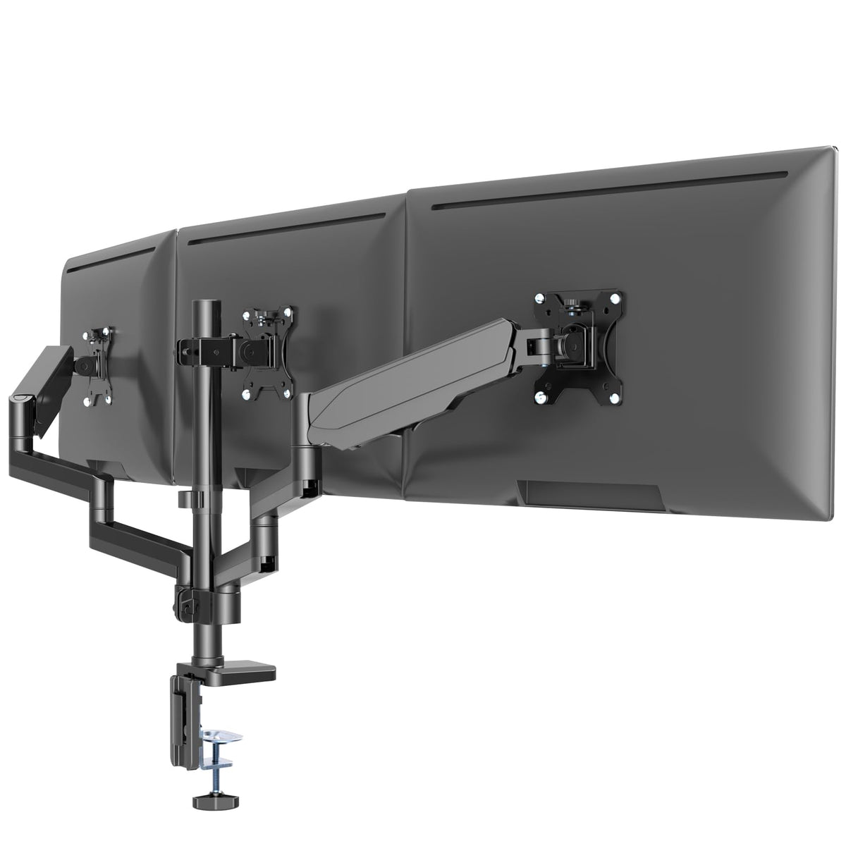 Gas Spring Triple Monitor Desk Mount for Screens up to 27 inch