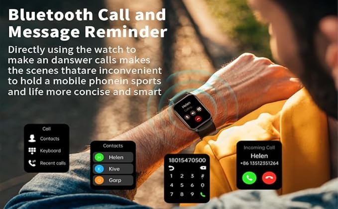 Smart Watch (Answer/Make Calls), 2.01“Inch Fitness Tracker, Heart Rate/Sleep Monitor/Pedometer/Calories, Multiple Sports Modes, Waterproof Women's Men's Fitness Watch for Android iPhone (black)