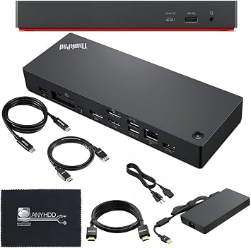 Lenovo 40B00135US Docking Station Thunderbolt 4 Dock - Universal Laptop Docking Stations with 135W Power Adapter + HDMI Cable + DisplayPort Cable + Thunderbolt Cable + Microfiber Cloth (Renewed