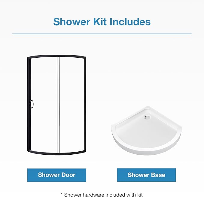 OVE Decors Breeze 34 in. Corner Shower Clear Sliding Door with Base in Black Finish