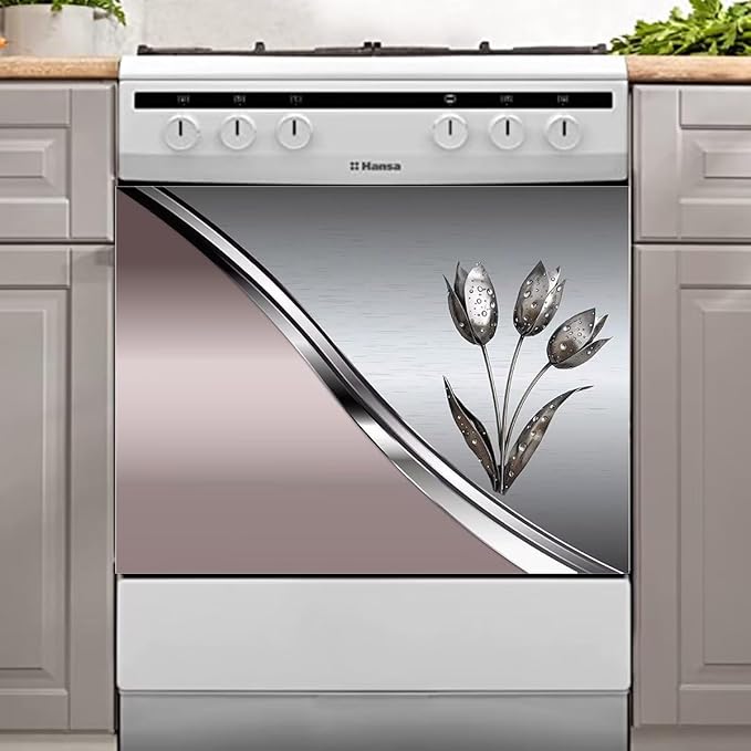 Generic Metal Flower Magnet Dishwasher Cover,Floral Metal Texture Decal for Dishwasher Front Door,Pink Polishing Steel Kitchen Dishwsher Magnetic Sticker 23'' W x 17'' H, Rimyy111-3