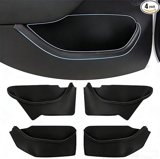 Juniper Door Side Storage Organizer 4PCS Compatible with Tesla Model Y Juniper 2025 2026 TPE Full-Cover Front and Rear Door Pocket Liners Slot Tray Mats Organizer Compatible with Model Y Juniper
