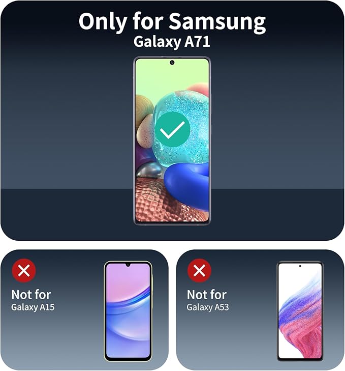 Privacy Screen Protector for Samsung Galaxy A71/A72/A73, Anti-Spy Tempered Glass, Double Shatterproof 9H Hardness, Dark Private Black Protection, Anti-Scratch Impact Resistant Case-Friendly Screen Guard - 3 Pack