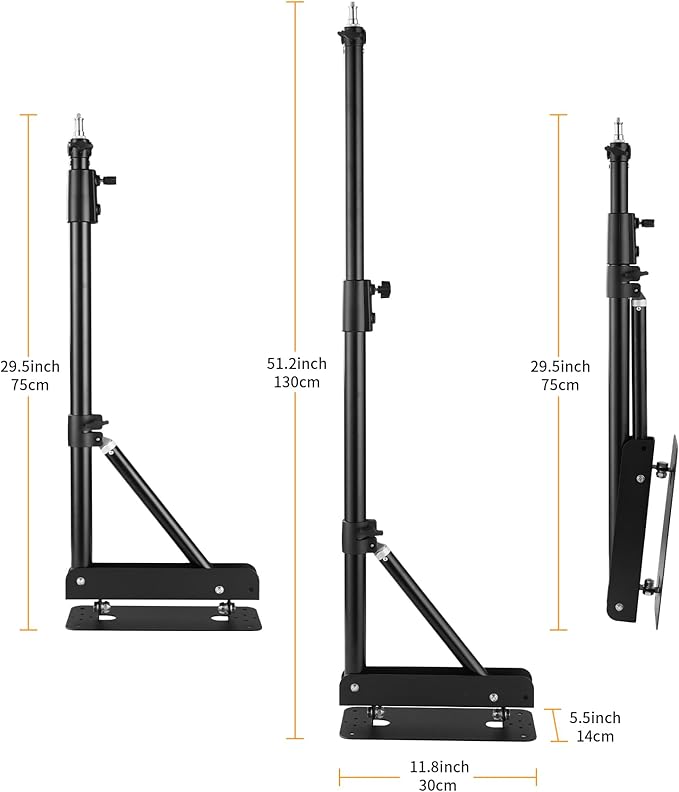 SITTO Ring Light Wall Mount 51in/130cm, Wall Mount Triangle Boom Arm for Photo Studio Lighting, Barber Shop, Beauty Salon, Tattoo Lighting, Live Streaming etc