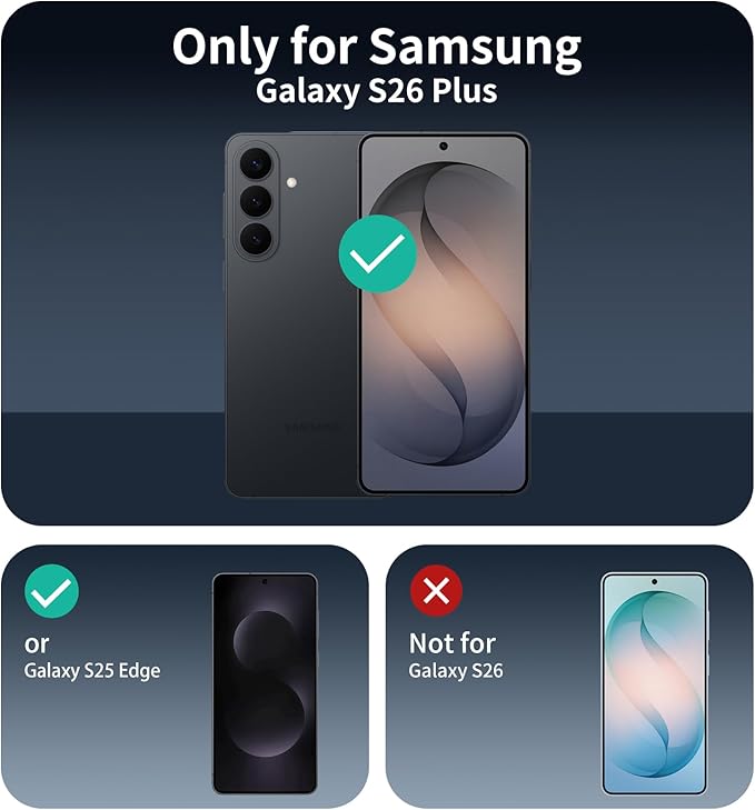3-Pack Screen Protector for Samsung Galaxy S26+/S26 Plus/S25 Edge, Tempered Glass Film, Impact-Protection, HD, Anti-Shatter, Anti-Scratch, 9H Hardness, 2.5D Curved Edges, Case Friendly, Bubble Free