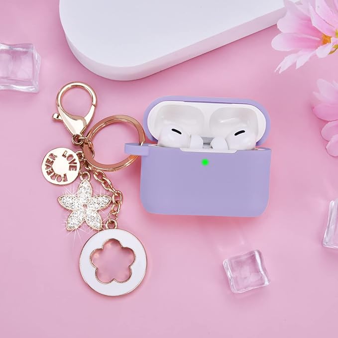 Case for Airpods Pro 1st 2nd Generation - VISOOM Airpods Pro 1/2 Cases Cover Women Silicone iPod Pro 2 Earbuds Wireless Charging Case Girl Bling Keychain for Apple Airpod Gen Pro 2