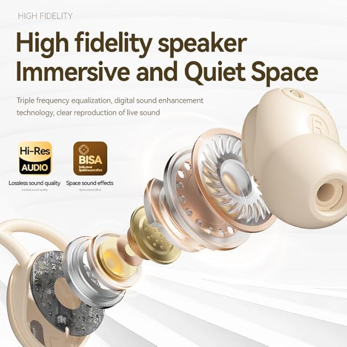 Sleep Headphones Bluetooth 5.4, 60Hrs Hi-Res Audio Wireless Earbuds for Side Sleepers, 8H Single Use, Type-C Fast Charge, LED Display, Sliding Cover Case, Noise Cancelling