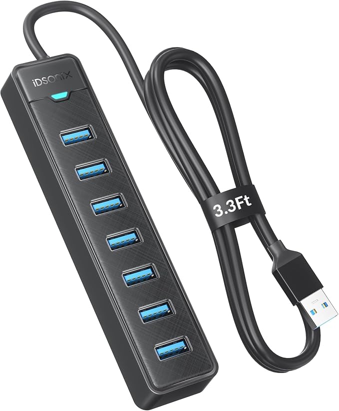 IDsonix 7 Ports USB 3.0 Hub for Laptop, PC, 5Gbps SuperSpeed