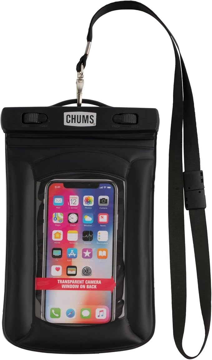 Chums Floating Phone Case with Lanyard - Touchscreen Compatible Waterproof Phone Case & Pouch (Black)