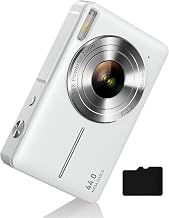 Digital Camera 1080P with 32G Card 16X Zoom & Flash Compact for Kid, White - Image 1