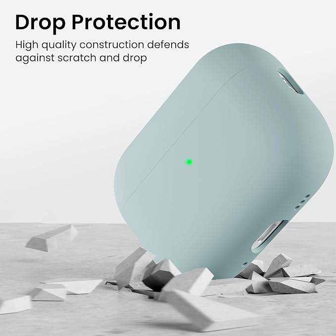 ORNARTO Compatible with AirPods Pro 3 Case 2025, Full Protective Hybrid Silicone for AirPods Pro 3rd Generation Case, Front LED Visible Skin Cover-Mint Green