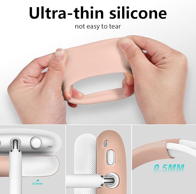 Case for Airpods Max Headphones, Ear Pad Case Cover/Ear Cups Co ver/Headband for AirPods Max (USB-C/Lightning)(2024/2020), Silicone for Apple Airpod Max, Accessories Cases(Milk Tea)