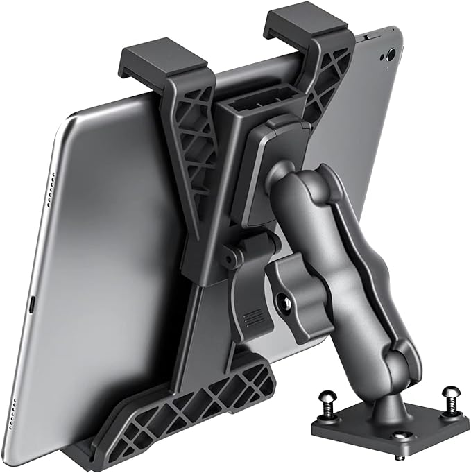 OHLPRO Heavy Duty Drill Base Tablet Holder Car Mount Dashboard for 7" - 11.5" Tablets, iPad/iPad Mini Samsung Galaxy, Multi-Angle, Industrial, Black