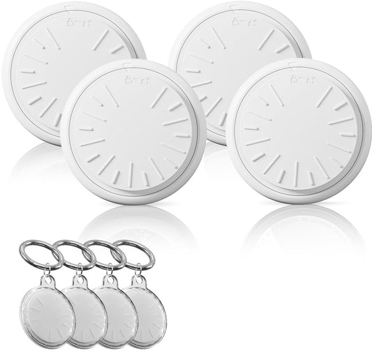 [Apple MFi and Google Certified] (iOS and Android) Air Tracker Tags-4 Pack, Bluetooth Tracker for Find My Device, Replaceable Battery,Item Locator Smart Tag for Keys, Bags, Luggage,Suitcases,White