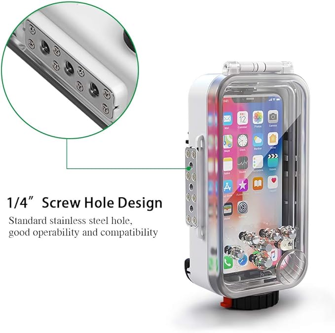 Waterproof Case for iPhone X/XS 60M/195FT Underwater O Ring Full Sealed Cover Snowproof Shockproof Dirtproof IPX8 Certified (White)