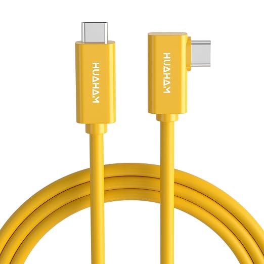 Fiber Optic USB C Tethering Cable 30FT, Right Angle 10Gbps Bidirectional Data Transfer & PD 60W USB 3.2 Gen2 Cable with German SiliconLine Chip for VR/Camera/Computer/Sony/Nikon/Canon/FujiFilm