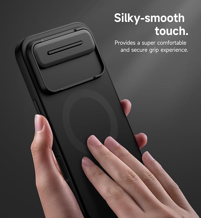 SURITCH for iPhone Air Case with Camera Control Cover, Camera Slide Cover and Adjustable Kickstand, Compatible with MagSafe, Shockproof Bumper Protective Cases for iPhone 17 Air 6.5 Inch, Black