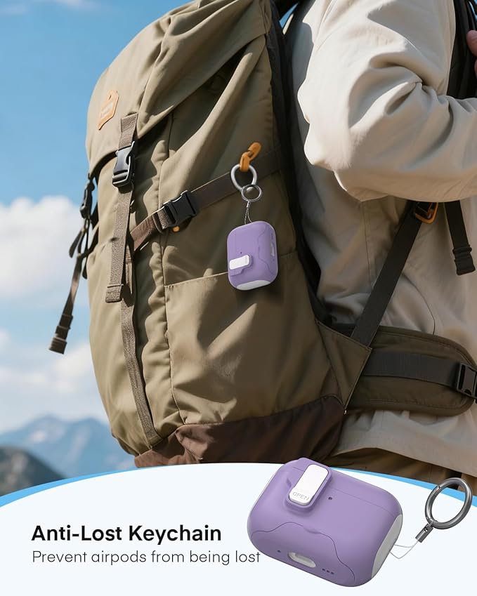 Maxjoy for AirPods Pro 3 Protective Case with Cleaning Kit, Military Hard Case with Lock Shock-Absorbing, White Purple