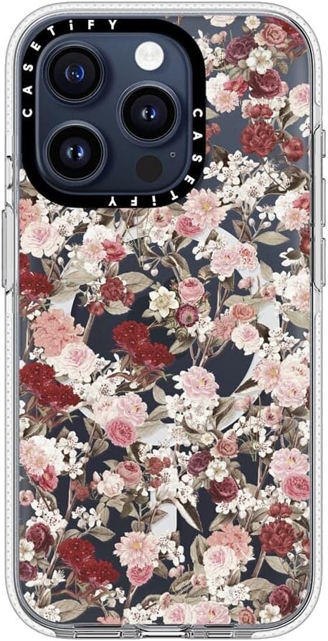 CASETiFY Clear iPhone 15 Pro Case [Not Yellowing / 6.6 ft. 3X Military Grade Drop Protection/Compatible with Magsafe] - Vintage Flower Monday - Clear