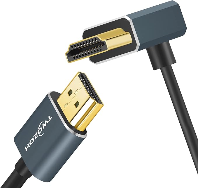 Twozoh Flexible HDMI to HDMI Cable Up Angled 270° 1FT, Ultra Thin and Slim HDMI Cord Support 3D/4K@60Hz