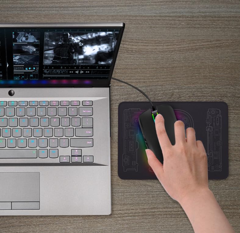 Wired Gaming Mouse USB C, Quiet Clicking, 4 Color LED RGB Backlighting,Optical Type C Mice with 5.9ft Cable,3200D-PI 7 Buttons Ergonomic Mouse for Phone PC,Computer,Laptop,Desktop, Mac,Surface,Tablets
