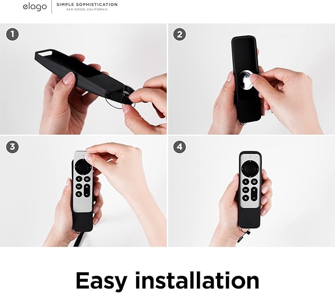 elago R5 Locator Case Compatible with 2021 Apple TV Siri Remote and AirTag - Lanyard Included, Shock Absorption, Drop Protection, Full Access to All Functions [Stone]