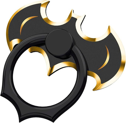 Bat Phone Ring Stand Holder - OATSBASF Cell Phone Ring Holder Finger Grip 360 Degree Rotation Compatible with iPhone 17/16/15/14/13 Pro Max and Other Smartphones（Black+Gold）