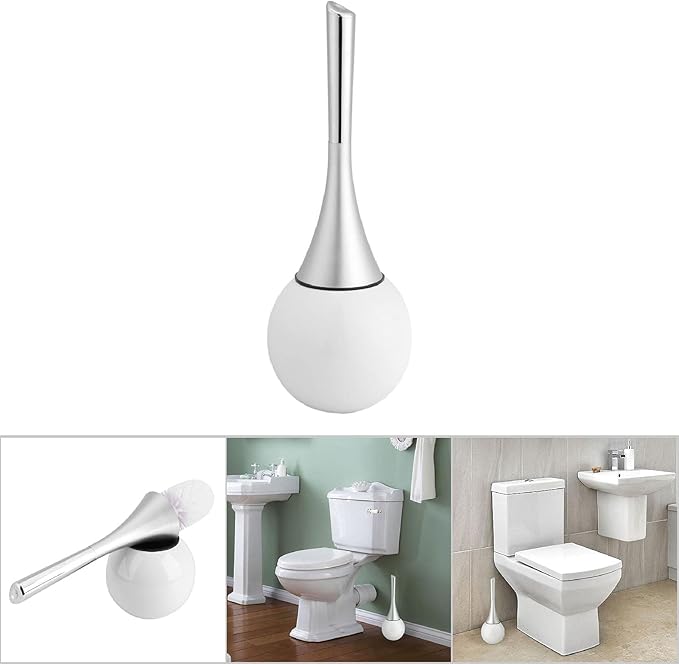 Toilet Brush and Holder Set, Toilet Brush Set Toilet Bowl Brush with Stainless Steel Base Toilet Bowl Brush and Holder for Home(02)