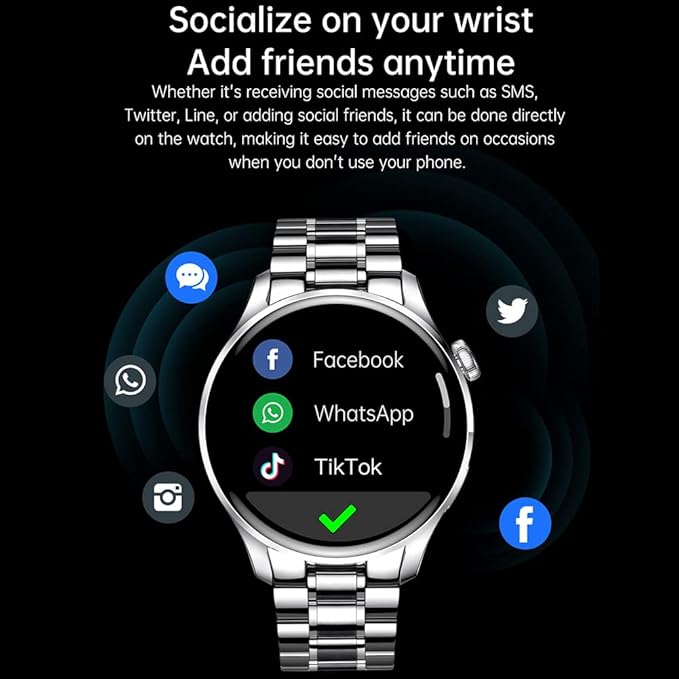 FILIEKEU Bluetooth Calls Smart Watch Men Women Heart Rate Sleep Monitor Steps IP67 Waterproof Sport Fitness Tracker 1.3''Touch Screen Fasion Black Stainless Steel Smart Watches for Android iOS
