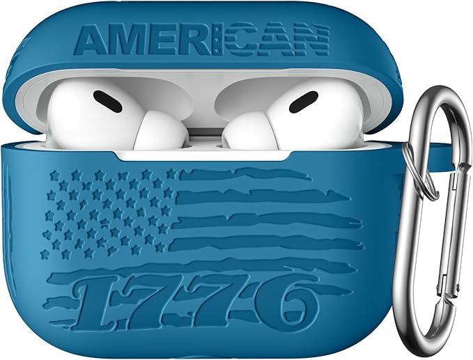USA Flag Engraving Compatible for Airpods Pro 2nd Generation Case with Airpods Pro 2 Case Cover/Pro Case Cover,Soft Silicone for Airpods Pro 2nd Generation,Front LED Visible