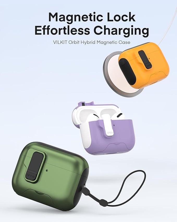Maxjoy for AirPods Pro 3 Protective Case with Cleaning Kit, Military Hard Case with Lock Shock-Absorbing, White Purple