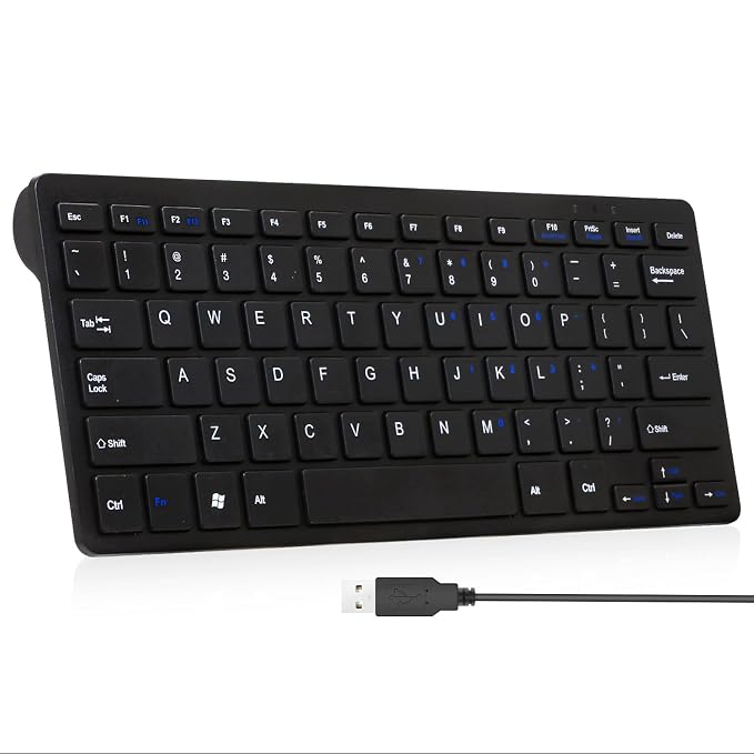 CUQI Mini Keyboard, Small Wired 78 Silent Scissor Keys, USB Interface Compact Keyboard for Android, iOS, Windows PC, Laptop, Raspberry Pi, Windows 10/8/7