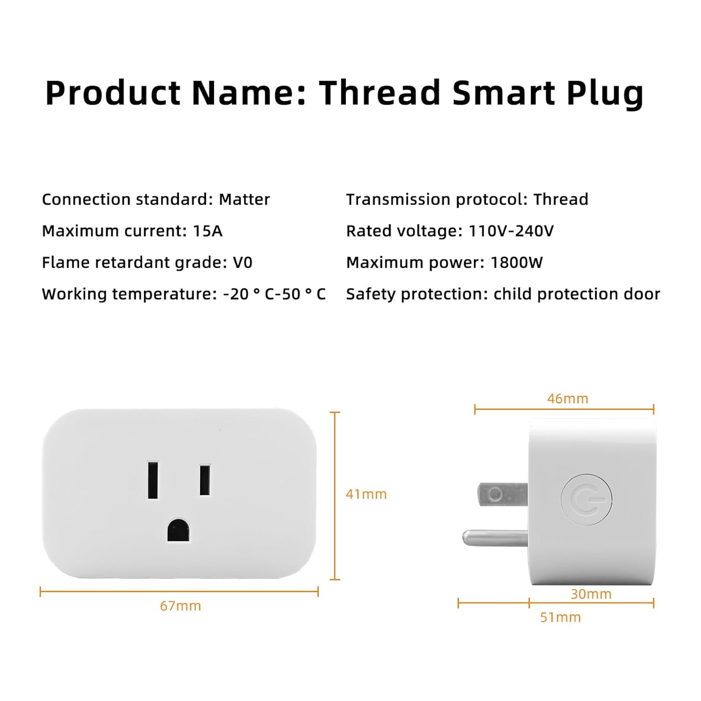 Matter Over Thread Smart Plug, App and Voice Control Smart Mini Outlet 15A/1800W (1)