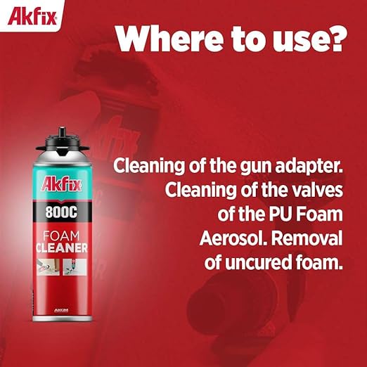 Akfix 800C Insulation Spray Foam Gun Cleaner - Great Sealant Remover, Dissolves Spray Polyurethane Foam | 1 Pack, 16.9 oz. | Foam Gun NOT Included