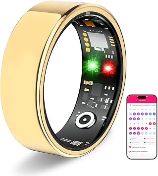 Smart Ring for Women Men, Health Tracking Ring No APP Fee (Gold,8)