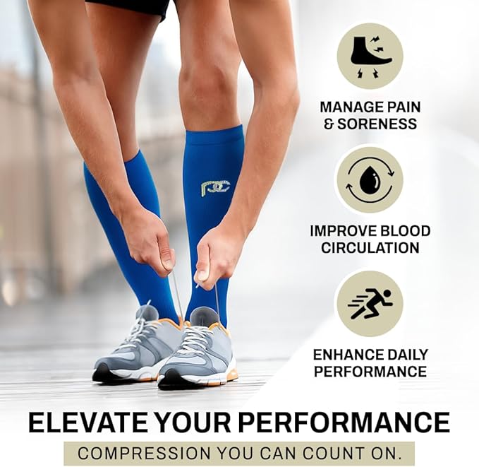 PRO Compression Running Marathon Socks - Calf-Length Travel and Sports Compression Socks for Foot and Ankle Support, Unisex