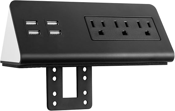 Desk Edge Mount Power Strips with USB Ports-UL Plug Outlets Tabletop Power Sockets for Nightstand/Home Office/Dormitory 4 USB Ports & 3AC Outlets