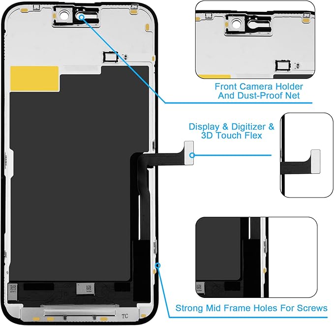 for iPhone 15 Pro Max Screen Replacement 6.7', 3D Touch Display Full Repair kit, Digitizer Assembly with Tools Set, Tempered Glass, Instruction