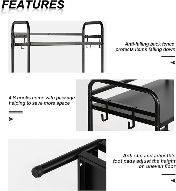 HDANI Storage Shelves, 4-Tier Metal Storage Rack with Shelf,Shelf Organizer,Garage Standing Shelving Unit for Laundry,Bathroom,Kitchen,Pantry, Closet,23.6''W X 13.8''D X 50 H''H,Black