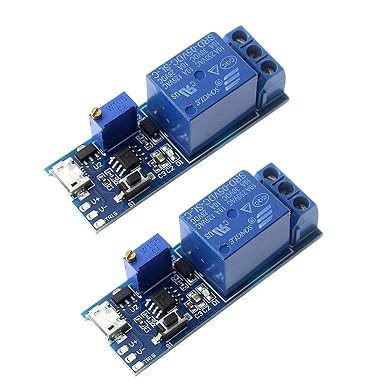HiLetgo 2pcs DC 5V Trigger Time Delay Switch Relay Module Adjustable Time Delay Control Swtich Trigger Delay Conduction Relay Switch Module Wide Voltage Delay Relay DC 5V-30V Micro USB Power