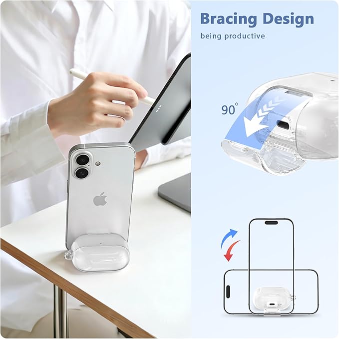 Case for Airpods iPods Pro 3 Case 2025 with Phone Stand for Women-VISOOM Clear Air Pod iPod Pro3 Cases Cover Cute Girly Airpods Case Pro3 Bling Glitter AirPods Pro3 Cases Hard Shell with Keychain