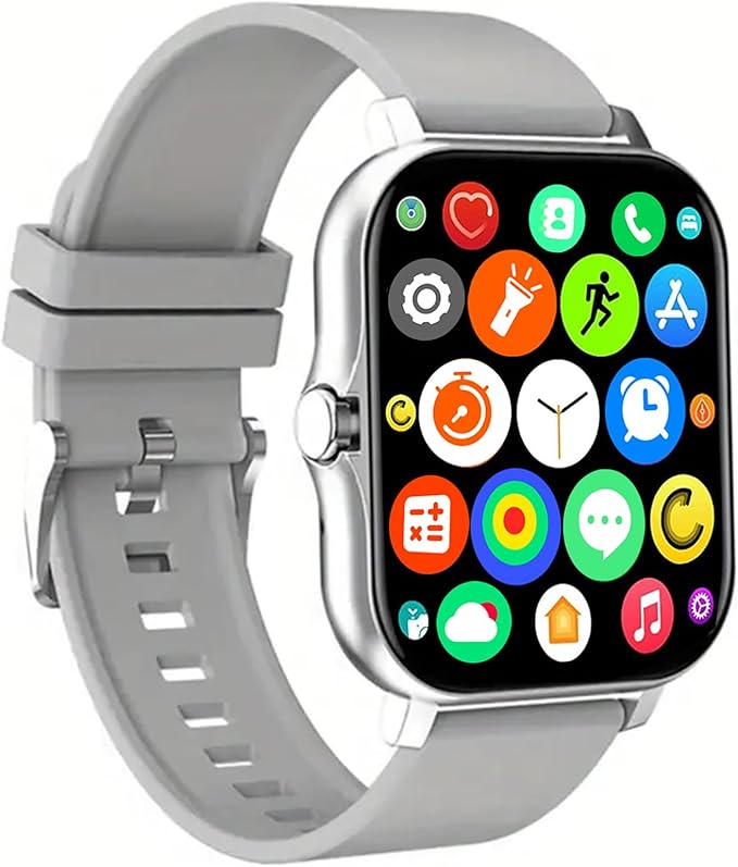 Smart Watch, 1.81" Upgraded Full Touchscreen Smart Watch for Android iPhones with Heart Rate Blood Pressure Monitor, Multiple Sports Fitness Tracker with Smart Watches for Women Men (Silver)