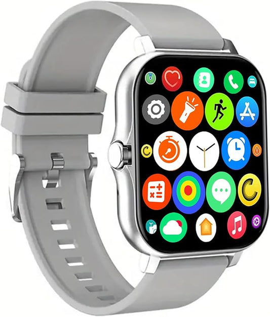 Smart Watch, 1.81" Upgraded Full Touchscreen Smart Watch for Android iPhones with Heart Rate Blood Pressure Monitor, Multiple Sports Fitness Tracker with Smart Watches for Women Men (Silver)