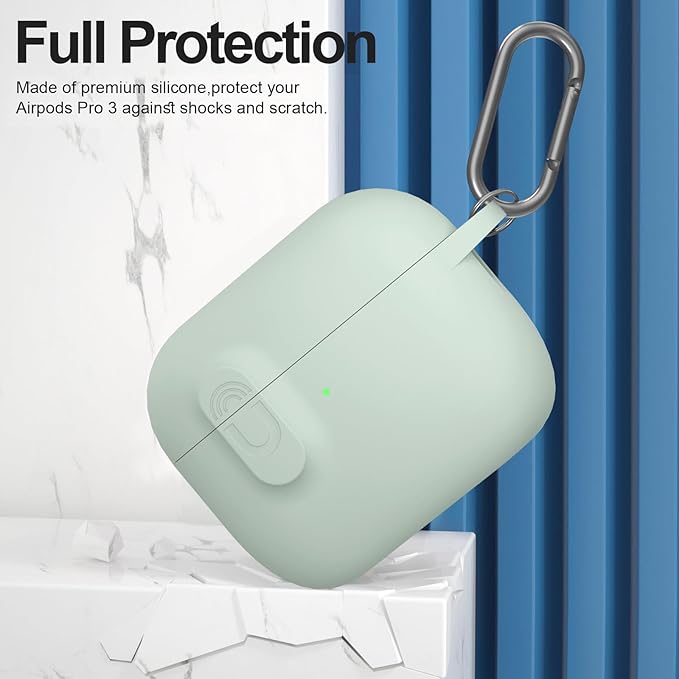ATUAT for AirPods Pro 3 Case with Magnetic Lid Lock, Protective Soft Silicone Cover with Keychain Cleaner Kit for Women Men for Apple AirPods Pro 3rd Generation(2025), Front LED Visible, Fog