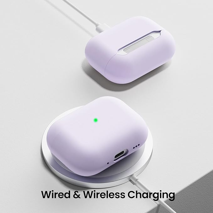 ORNARTO Compatible with AirPods Pro 3 Case 2025, Full Protective Hybrid Silicone for AirPods Pro 3rd Generation Case, Front LED Visible Skin Cover-Pastel Lilac