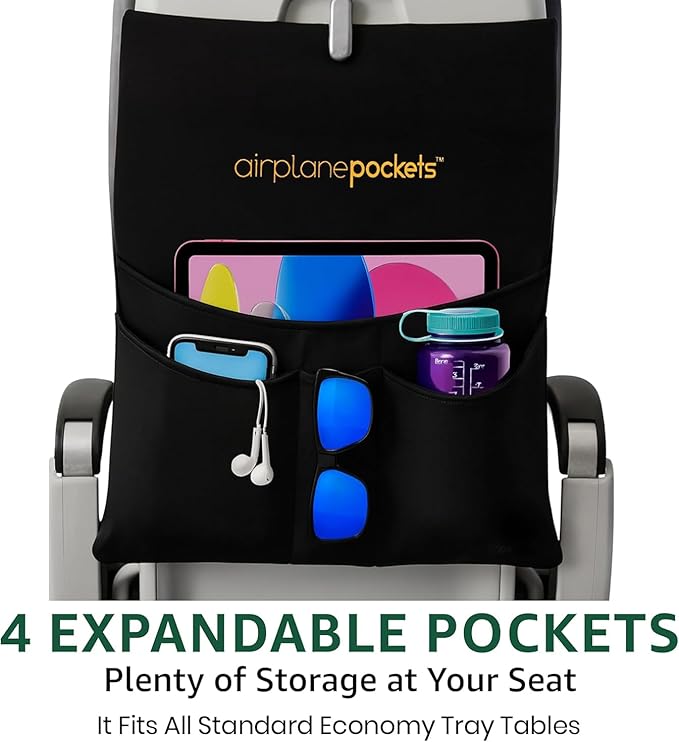 Airplane Pockets - Airplane Accessories - Plane Travel Essentials - Travel Organizer - Seat Storage Organizer - Air Travel Essentials - Seatback Organizer - International Travel Accessories Must Haves