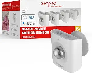 Sengled Zigbee Motion Sensor, Zigbee Hub Required, Pet Friendly, Works with SmartThings, Echo 4t'h, Hubitat or Echo Devices with Build-in Zigbee hub, 4 Pack