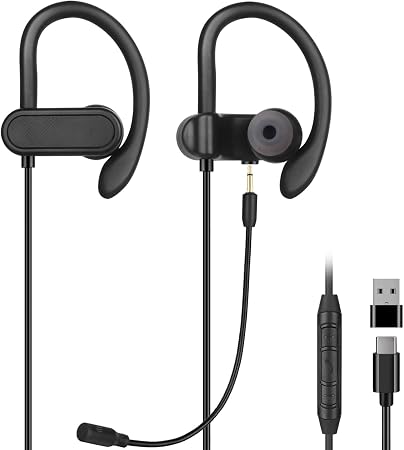 USB C & A Wired Earbuds with Boom Mic for Phone & PC, Ideal for Call & Work